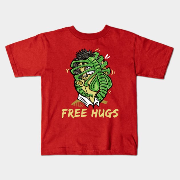 Free Hugs face hugger Kids T-Shirt by Shirt Stories